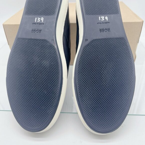 HUGO BOSS Men's Mirage Slon Slip-On Sneaker Black Leather US 12 -Made in Italy - Picture 9 of 10